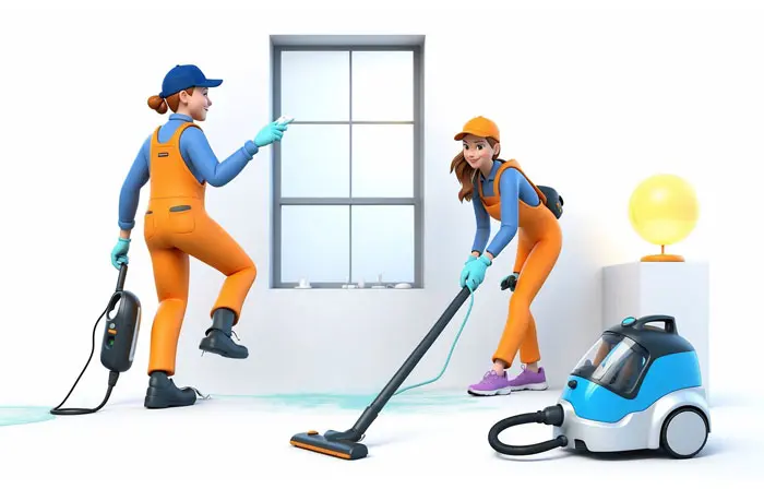 Cleaning Service Employee 3D Character Design Illustration image